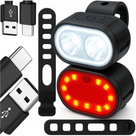 Zestaw oświetlenia rowerowego Kreoleo akumulatorowe dioda LED czarne