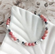 Bransoletka damska z różowymi kamieniami, rodonit, regulowana, dla mamy