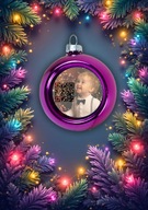 Bombka fioletowa z Twoim personalizowanym nadrukiem i kodem QR do kolędy