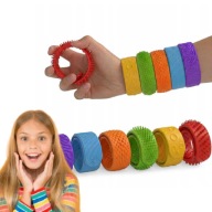 BRANSOLETKA SENSORYCZNA ANTYSTRESOWA ZESTAW 6 SZT ZWIJANA NA RĘCE ADHD TOYS
