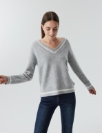 DIVERSE WETIO sweter pulower ozdobny dekolt wełna regular fit szary S