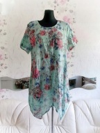 Sukienka kwiaty szyfonowa zwiewna maxi MIĘTOWA XL miła wygodna szyfon