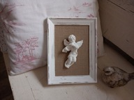 OBRAZ ANIOŁ, LEN, SHABBY CHIC