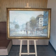 Duży obraz olejny | Paryż Francja | szpachelka | rama złocona | 105x75 cm