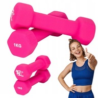 CIĘŻARKI HANTELKI NEOPRENOWE HANTLE ŻELIWNE DO ĆWICZEŃ 2x1KG BE4SPORT