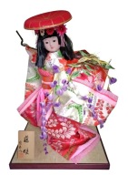 Oryginalna japońska lalka konstiumowa Fuji musume ogromna 54 cm
