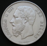 Belgia 5 franków 1873 - Leopold II Koburg - srebro