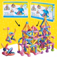 KLOCKI MAGNETYCZNE 3D KONSTRUKCYJNE KREATYWNE UKŁADANKA DLA DZIECI XXL 120