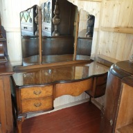 Stylowa toaletka vintage | Queen Anne | 3 lustra | 5 szuflad | Anglia