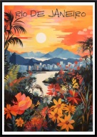 A2 KOLOROWY PIĘKNY PLAKAT RIO DE JANEIRO BRAZYLIA ZATOKA GUANABARA