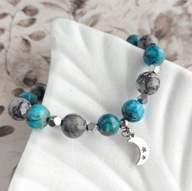 Bransoletka z turkusowym magnezytem z księżycem, prezent dla nastolatki