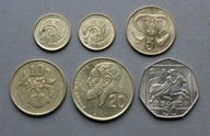 CYPR 1, 5, 10, 20, 50 CENTÓW 1992-2001 ZESTAW 6 SZT. B.ŁADNE