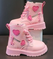 NO NAME super wygodne BOTKI ocieplane r.34 RÓŻOWE na zamek