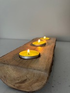 ŚWIECZNIK drewno MIEDZIANY naturalny drewniany ręcznie robione HAND MADE