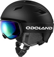 Kask narciarski z goglami UV400 Odoland czarny BEZPIECZENISTWO FERIE