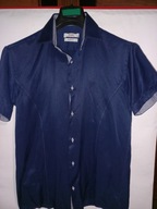 Koszula Kudi M slim fit granatowa letnia jak nowa