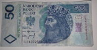 Banknot 50 zł 1994 seria HE rzadka