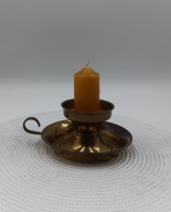 Kaganek, świecznik z mosiądzu z bolcem na dużą świecę bardzo ładny Vintage