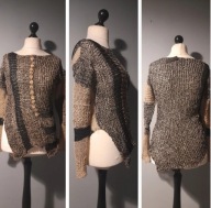 Artystyczny sweter kolczuga len