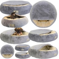 Legowisko-mata Fluffy dla psa i kota owalne budka L z daszkiem pluszowe