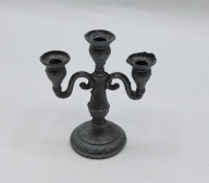 maleńki trzyramienny kolekcjonerski świecznik cyna