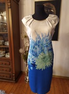 Elegancka Sukienka Kwiaty XL/42 jak NOWA