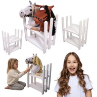 STAJNIA HOBBY HORSE DLA KONI STOJAK NA 2 KONIKI DREWNIANIA ORGANIZER