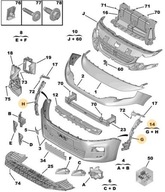 Peugeot OE 1632655880 ślizg zderzaka Toyota SU001-A8770