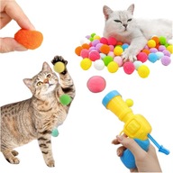 ZABAWKA INTERAKTYWNA DLA KOTA WYRZUTNIA PIŁECZEK PISTOLET 20 MIĘKKICH PIŁEK
