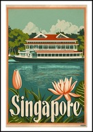 A2 KOLOROWY PLAKAT OBRAZ SINGAPUR SINGAPORE AZJA, VINTAGE RETRO