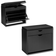 SZAFA NA BUTY CZARNA Z SIEDZISKIEM UCHYLNA 1-DRZWIOWA 60X53X30 CM