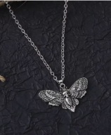 Naszyjnik ćma choker moth zmierzchnica rock gotyk srebrny goth vintage N002