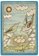 WIELKANOC WILKOŃ PTAKI W GNIEŻDZIE Z JAJKAMI WIOSNA PRL 1969