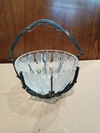 HEFRA ŁADNA POSREBRZANA CUKIERNICA KOSZYCZEK KRYSZTAŁ PLATER PRL