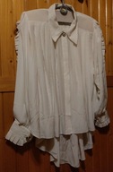 Biała bluzka koszula falbany plisy ukryte guziki L XL XXL