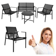MEBLE OGRODOWE NA BALKON TARAS DO OGRODU STOLIK 2 KRZESŁA SOFA METALOWE