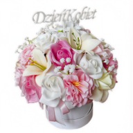 FLOWER BOX bukiet kwiaty mydlane róże prezent handmade dzień kobiet imienin
