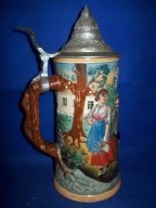 DOBRA CENA-[@jl]Przesliczny -Stary kufel--26cm ok,1900r--09--