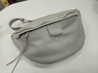 Torebka nerka skóra jasna szara średnia !!!