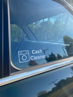 Naklejka na samochód CASH CLEANER PRALKA 2SZT! Białe 5x13cm BUDDA