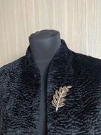 ART VINTAGE BROSZKA LIŚĆ Z KRYSZTAŁKAMI W ZŁOTYM TONIE LATA 60'