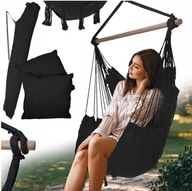 FOTEL OGRODOWY WISZĄCY KRZESŁO BRAZYLIJSKIE HAMAK HUŚTAWKA JULIA CZARNY
