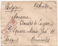 ROSJA CARSKA -koperta -erka MOSKWA -obieg do BELGIA