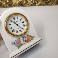 Zegar porcelanowy Aynsley England mini | kwiaty złocenia | vintage