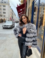 FURISSE futro naturalne z lisa z kołnierzykiem silver fox PREMIUM skóra r.S