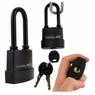 Kłódka Wodoodporna W Osłonie PCV Żeliwna na Klucz Zatrzaskowa Długi Pałąk