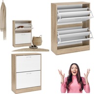 SZAFKA NA BUTY BIAŁA DĄB UCHYLNA 2-DRZWIOWA STABILNA MOCNA NA OBUWIE KLAPKI