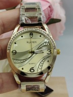 Kurren złoty damski zegarek z cyrkoniami elegancki klasyczny na prezent