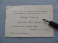 MAKOWISKA CHROSTKOWO ZAPROSZENIE NA ŚLUB - 1939 - DOKUMENT- przedwojenny