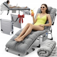 LEŻAK OGRODOWY ŁÓŻKO TURYSTYCZNE SKŁADANE MATERAC PODUSZKA POKROWIEC GRATIS